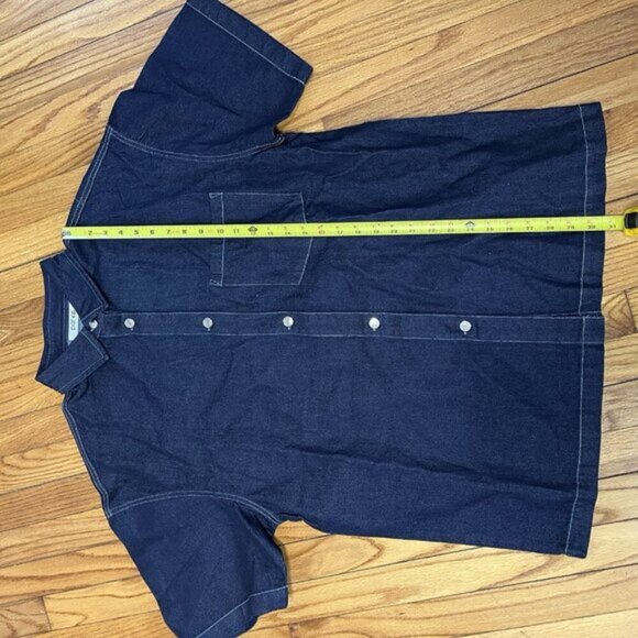 Parke Dark Wash Denim Short Sleeve Button Down Front Pocket Oversize Shirt XL - Picture 6 of 8